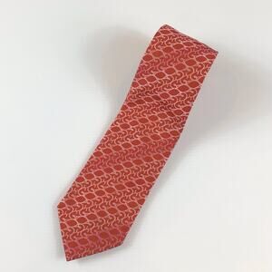 Christian Lacroix Red Scroll Geometric Pattern Men's Silk Tie